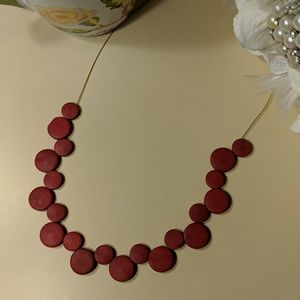 📿Red Wooden Beaded Necklace